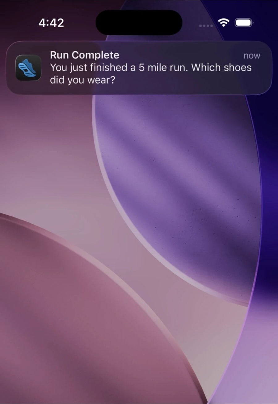 Notification: You just finished a 5 mile run. Which shoes did you wear?